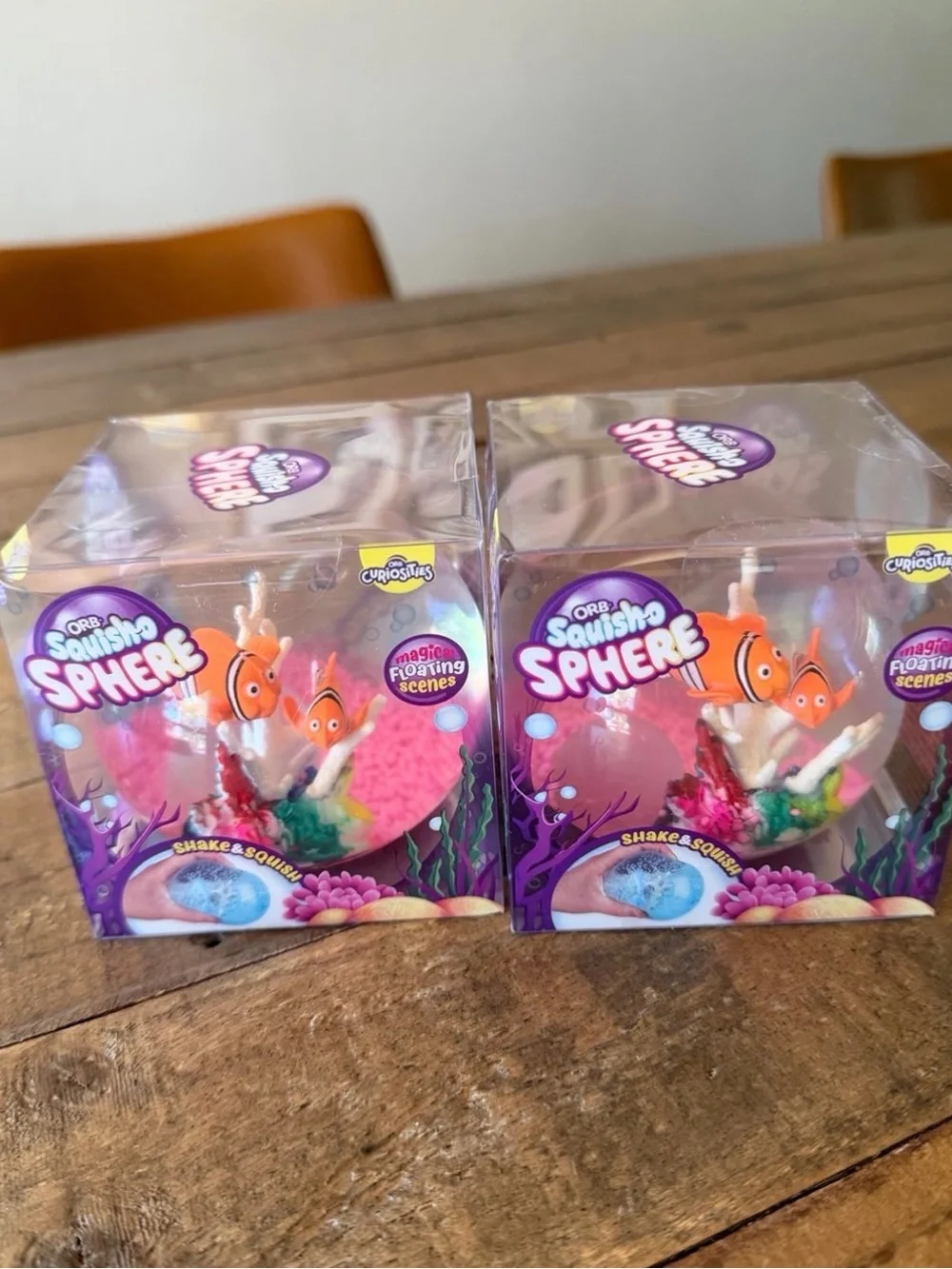 2 ORB Squish Sphere Shake & Squish Magic Floating Nemo Fish Squishy Bundle